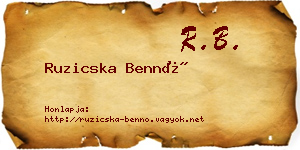 Ruzicska Bennó névjegykártya